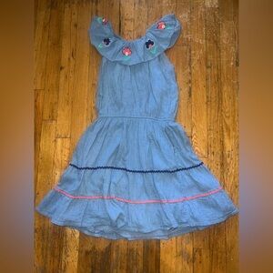 Mini Boden Blue Dress with Floral Accents - size 11-12 years